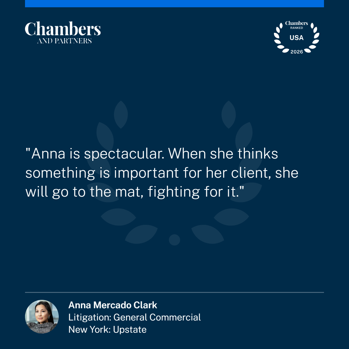 Chambers USA 2026 Quote, Anna Mercado Clark