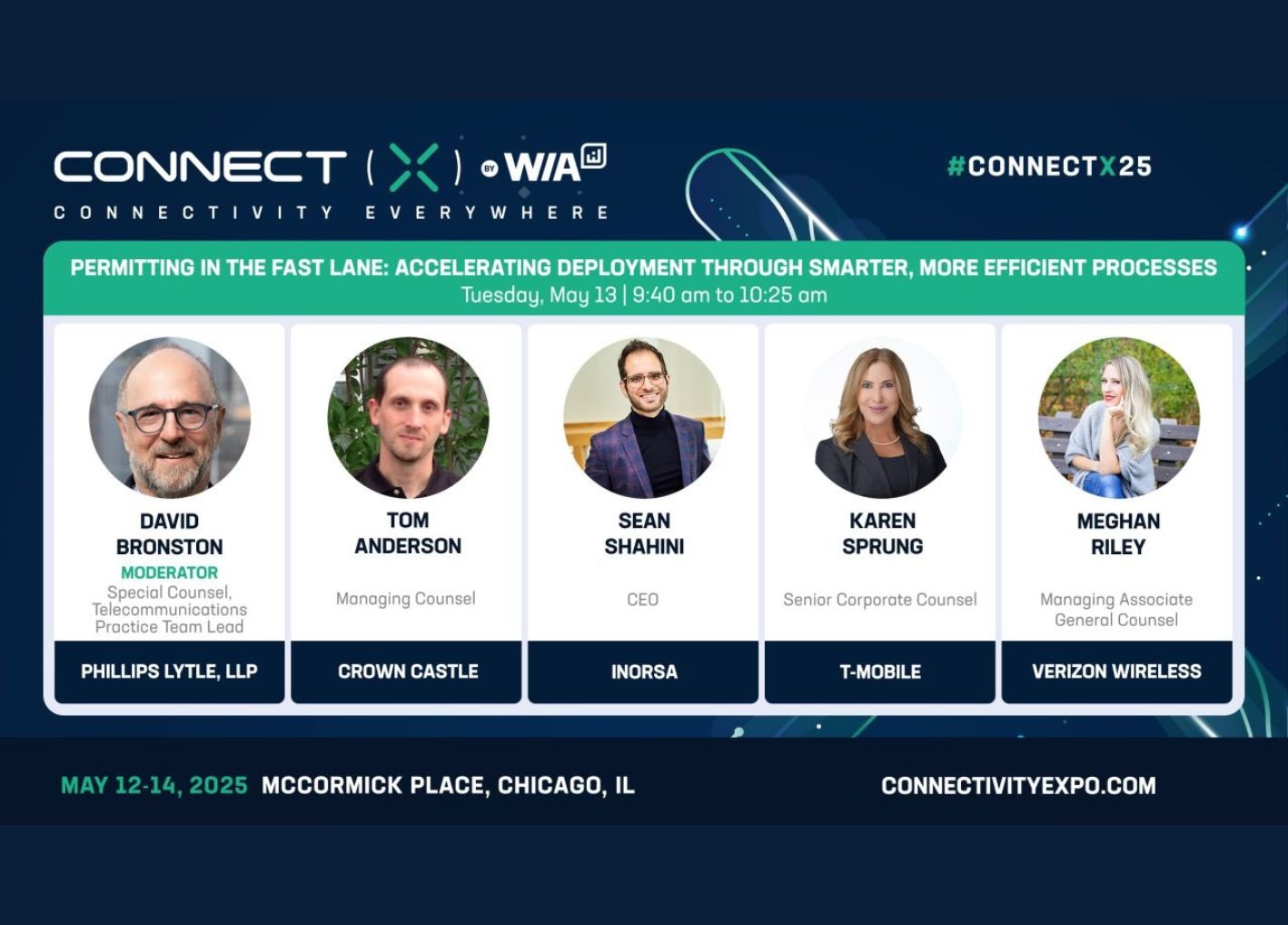 Connect X logo accompanied by panelists headshots and titles.