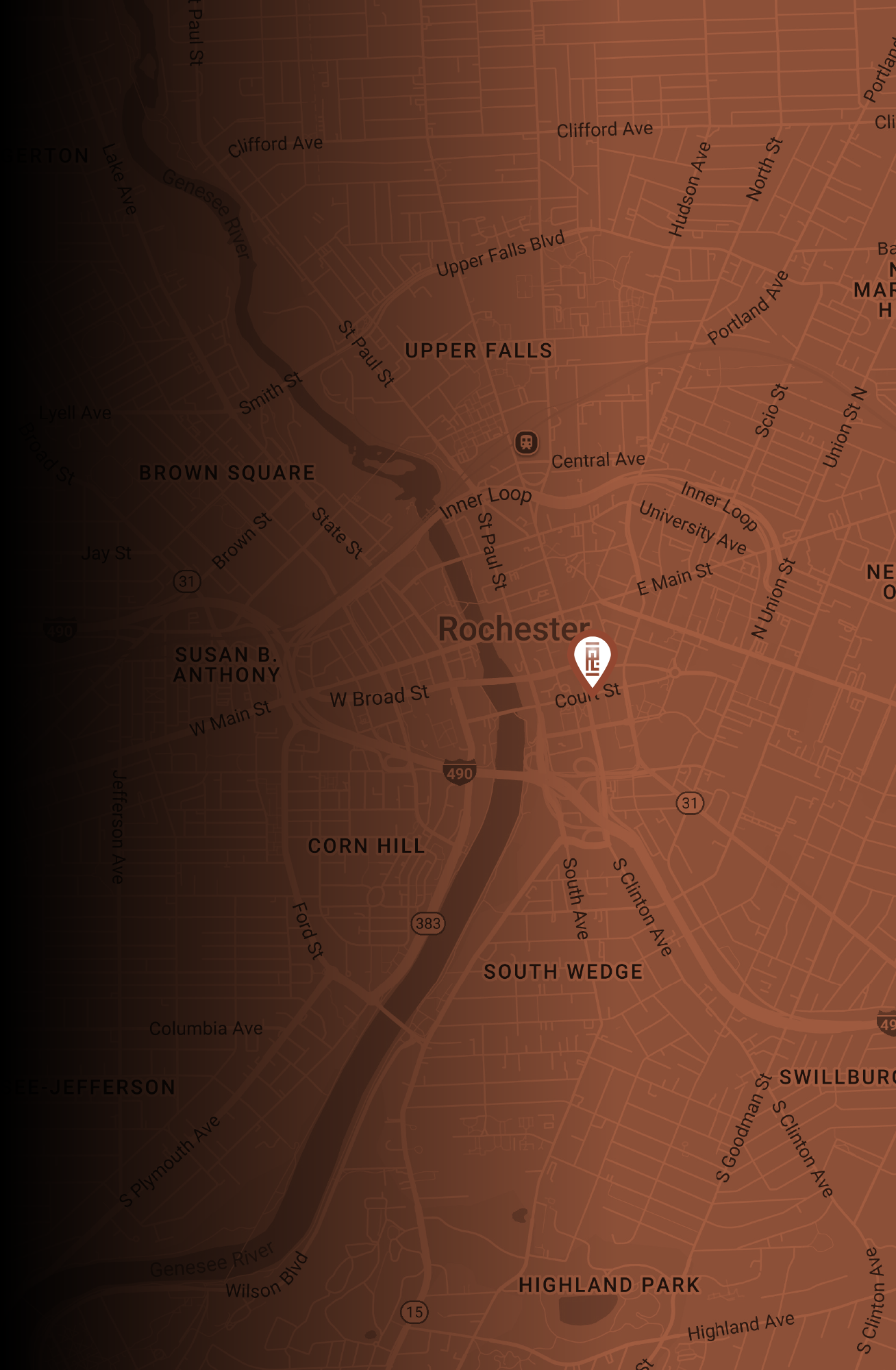 Map, Phillips Lytle Rochester Office