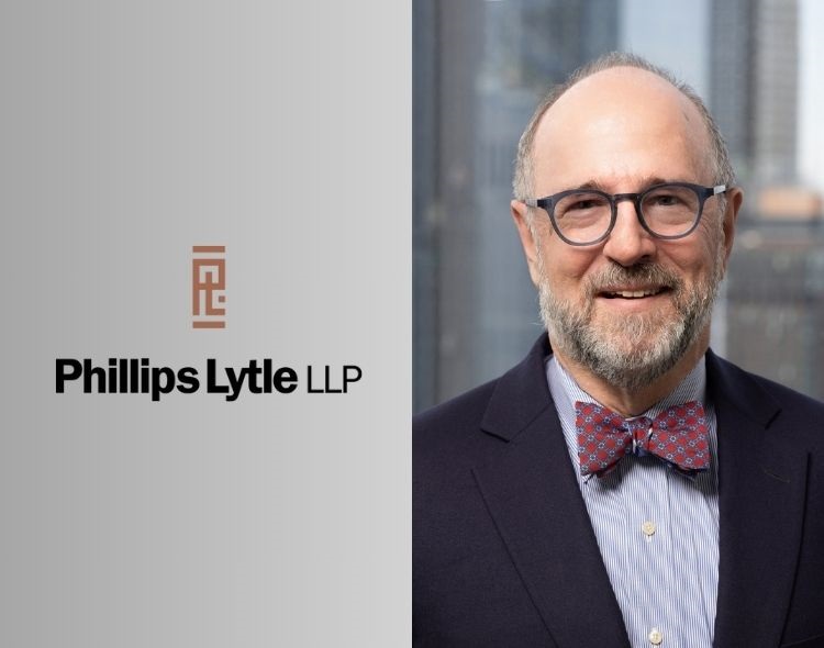 David Bronston professional photo on gray background with Phillips Lytle logo