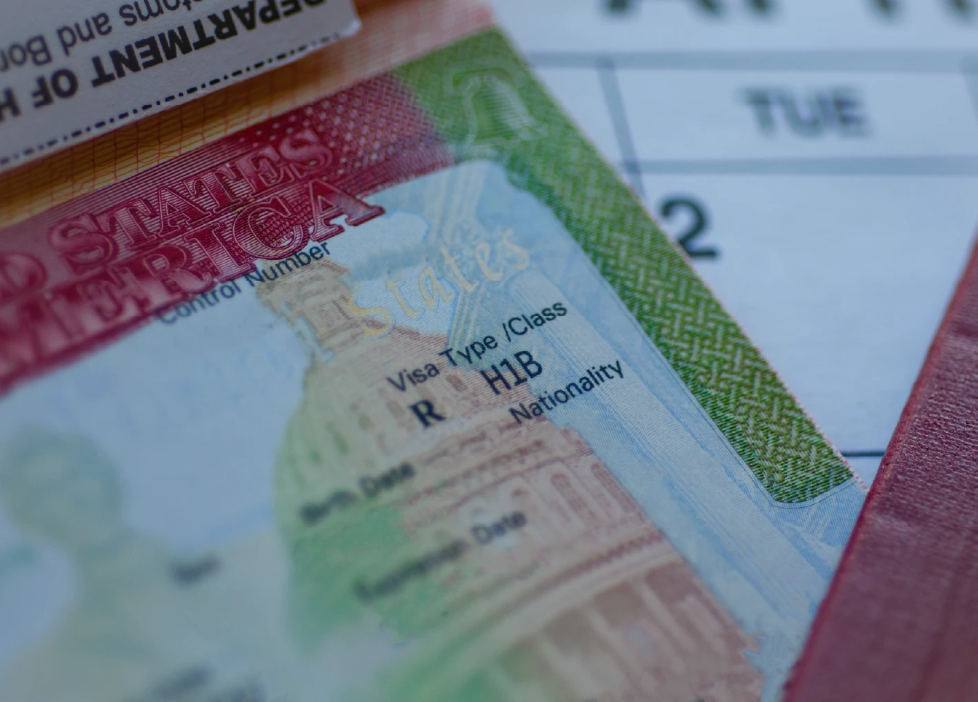 H1B visa stamp in passport