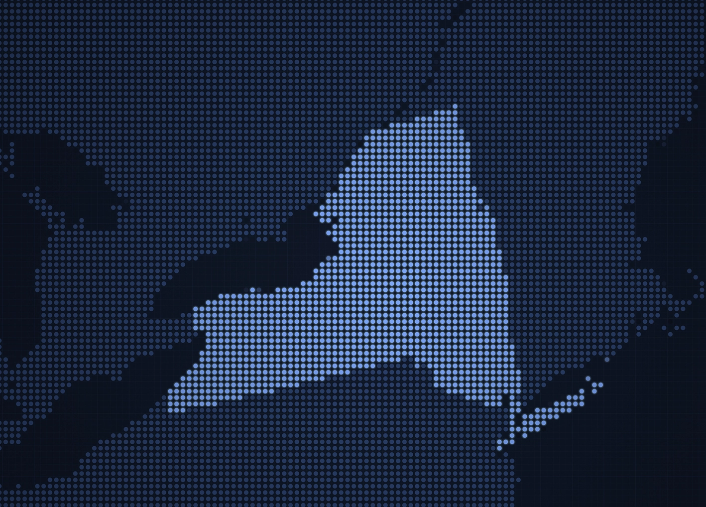 New York state map made up of blue dots.