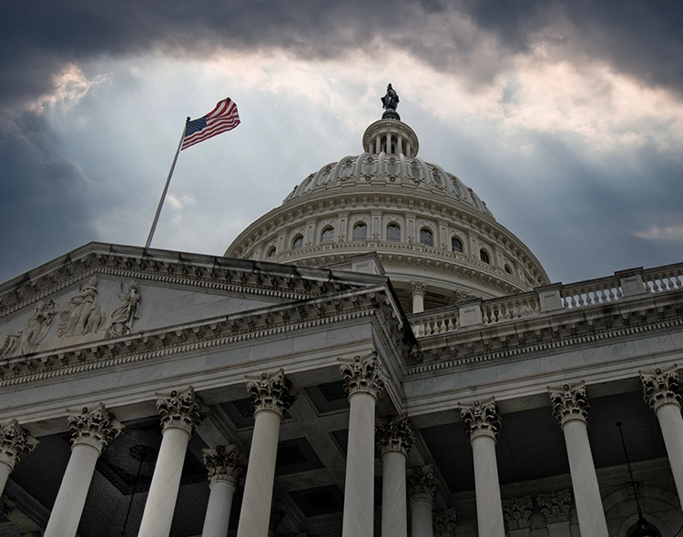 U.S. Capitol building with government shutdown looming.