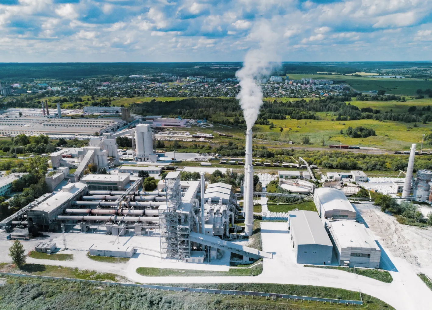 Industrial plant/factory with smokestack