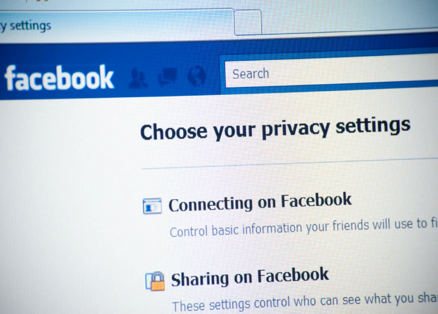 Privacy settings on Facebook