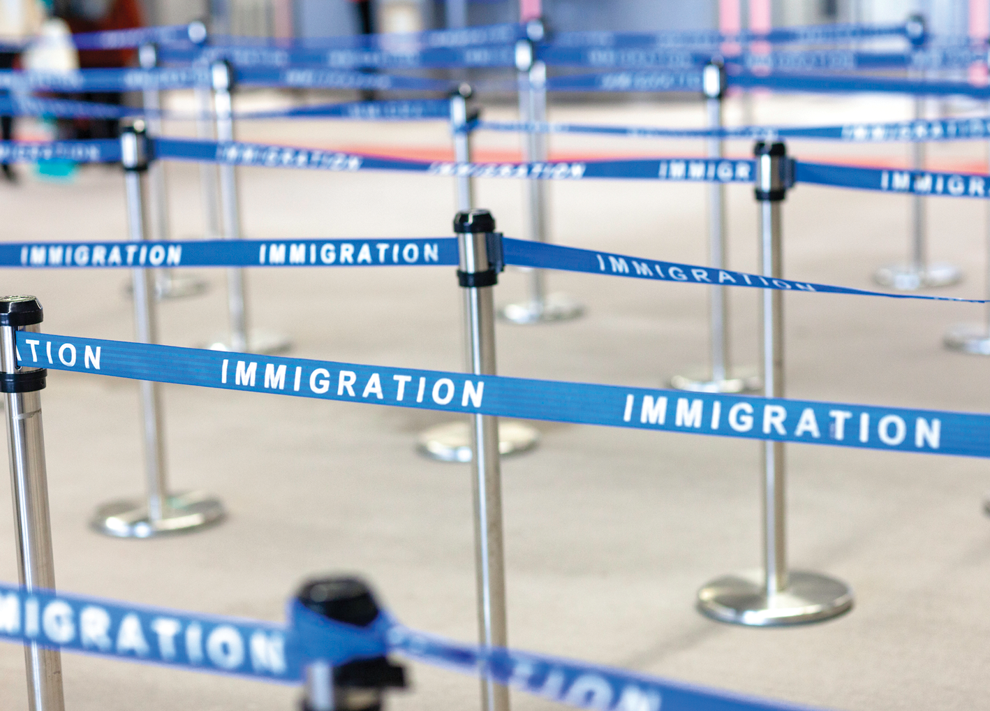 Empty immigration line after immigration ban went into effect.