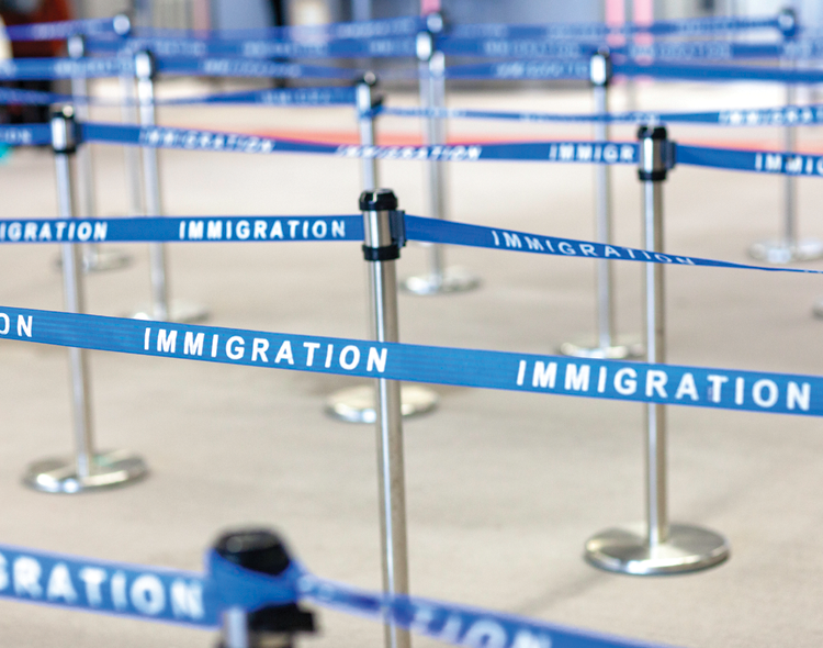 Empty immigration line after immigration ban went into effect.