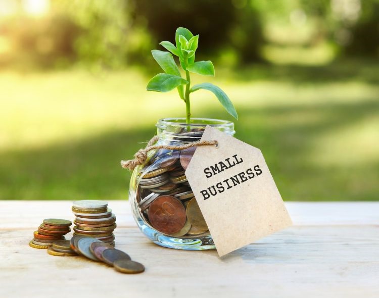 Change jar with plant and Small Business tag