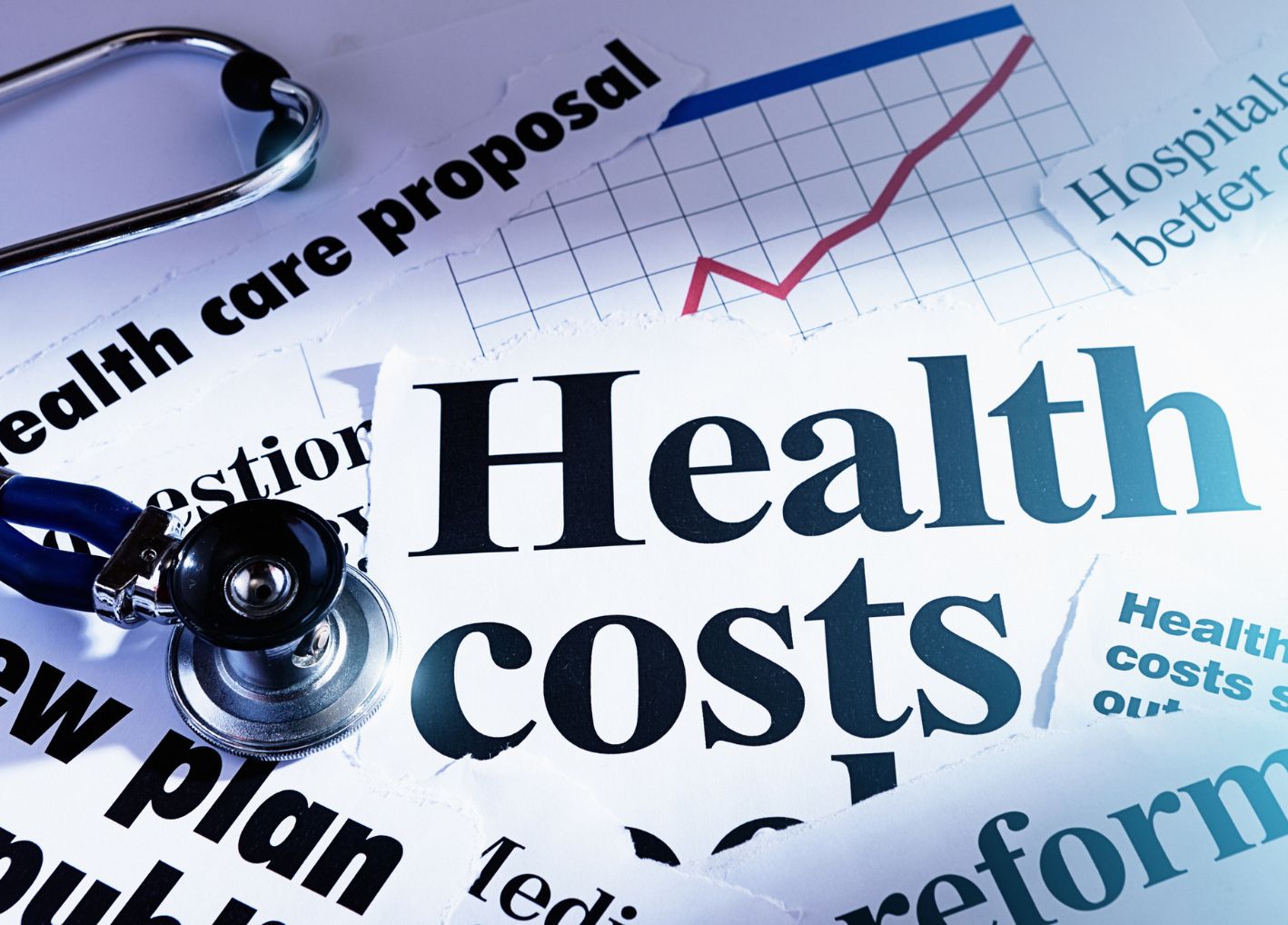 Headline clippings of healthcare proposals and costs