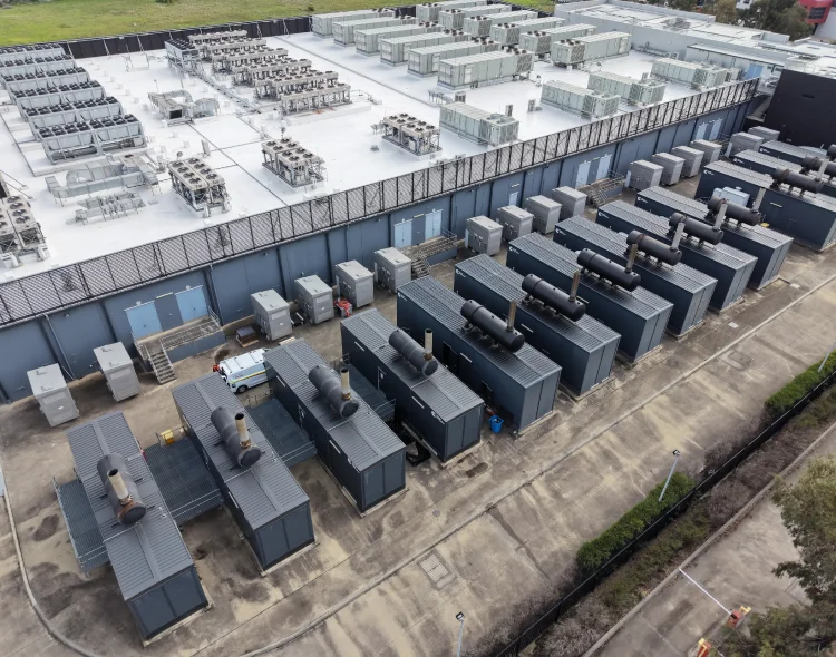 Data center, server infrastructure, backup power generators