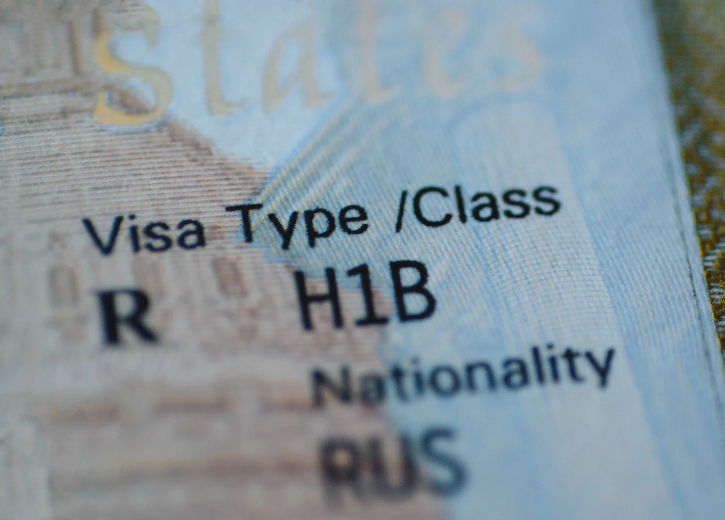 H1B visa for specialty workers stamp in passport