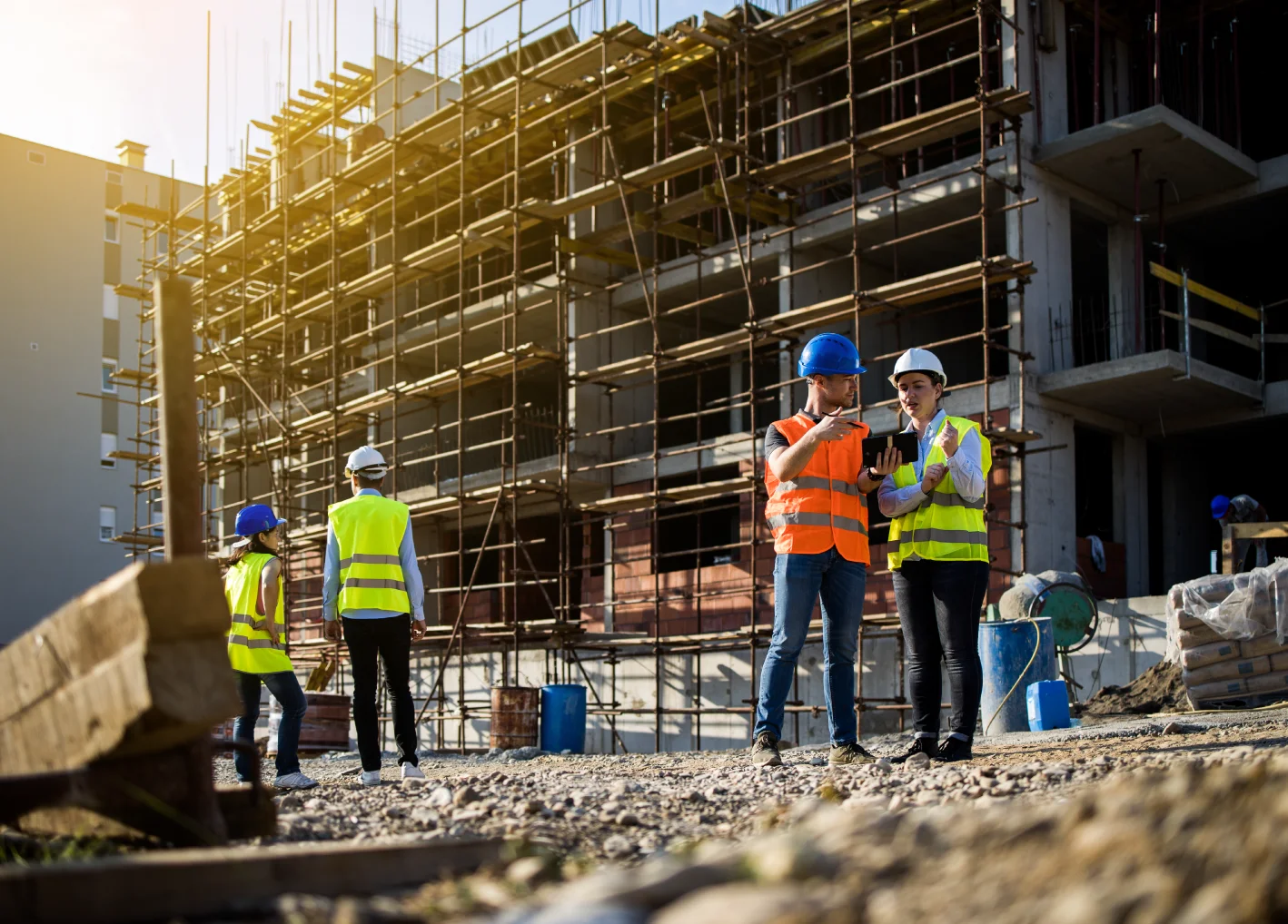 Construction workers at construction site