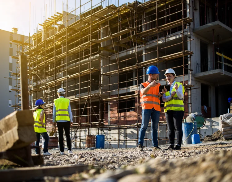 Construction workers at construction site
